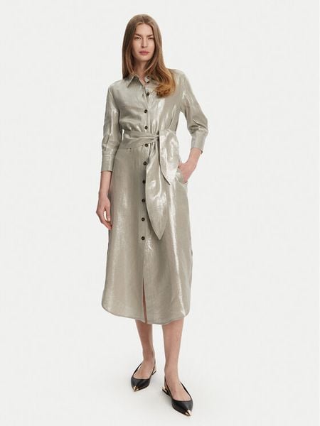 Marella Sukienka letnia Talpa 2513221134 Szary Regular Fit. Szare sukienki damskie Marella, na lato, bez wzorów, ze lnu, bez kołnierzyka, bez ramiączek. Za 929.99 zł.