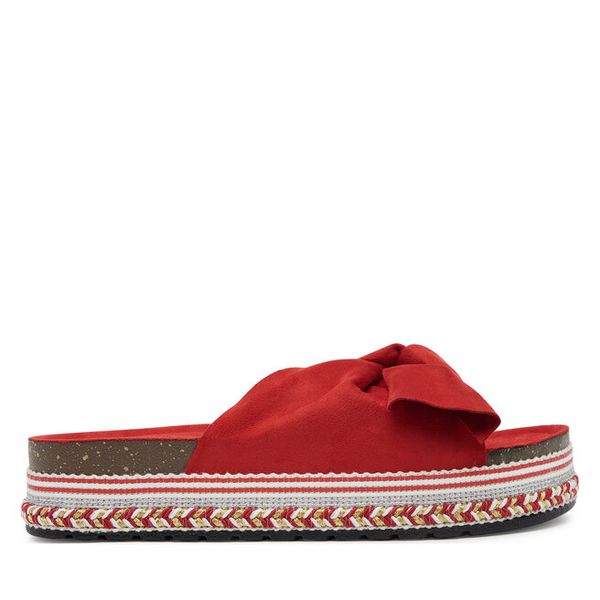 Klapki DeeZee. Czerwone klapki damskie DeeZee, bez wzorów, bez obcasa, bez zapięcia. Za 69.99 zł.