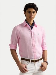 Polo Ralph Lauren Koszula 710968915002 Różowy Slim Fit. Czerwone koszule męskie Polo Ralph Lauren, m, bez wzorów, ze lnu, bez kołnierzyka, bez ramiączek. Za 629.99 zł.