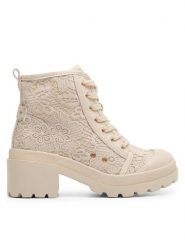 DeeZee Trzewiki WS5512-01 Beżowy. Brązowe botki damskie DeeZee, bez wzorów, z materiału, bez obcasa, na słupku, bez zapięcia. Za 139.99 zł.