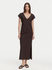 ONLY Sukienka codzienna Onlmara 15357675 Brązowy ciemny Regular Fit. Brązowe sukienki damskie ONLY, na co dzień, s, bez wzorów, z bawełny, bez kołnierzyka, bez ramiączek, proste. Za 129.99 zł.