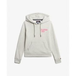 Damska bluza z kapturem w tęczowe paski Superdry. Szare bluzy damskie Superdry, uniwersalny, bez wzorów, klasyczne, bez ramiączek, z kapturem. Za 359.50 zł.