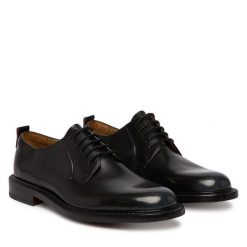 Półbuty HUGO. Czarne buty wizytowe męskie Hugo, bez wzorów, bez obcasa, bez zapięcia. Za 1,349.00 zł.