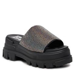 Klapki Buffalo. Czarne klapki damskie Buffalo, bez wzorów, bez obcasa, bez zapięcia. Za 299.99 zł.