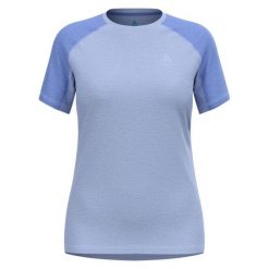 Koszulka do biegania damska Odlo Hiking Ascent. Niebieskie koszulki sportowe damskie ODLO, bez wzorów, z poliesteru, bez ramiączek, do biegania. Za 215.05 zł.