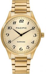 Zegarek męski PACIFIC-stalowy-szkło SZAFIR- BMB-1102-05. Szare zegarki męskie Perfect, bez wzorów, szklane. Za 249.40 zł.