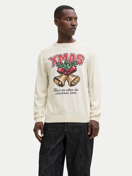 Jack & Jones Sweter Holiday 12287994 Beżowy Relaxed Fit. Brązowe swetry męskie Jack & Jones, m, bez wzorów, z bawełny, bez kołnierzyka, bez ramiączek. Za 149.99 zł.