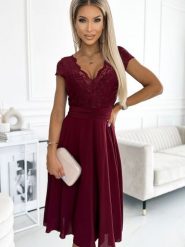 Sukienka Model Linda 381-5 Bordo - Numoco. Czerwone sukienki damskie Numoco, l, bez wzorów, z elastanu, bez kołnierzyka, bez ramiączek, mini. Za 459.16 zł.
