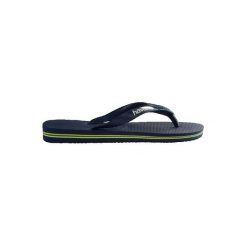 Sandały Havaianas Brasil Logo Niebieskie. Niebieskie sandały męskie Havaianas, na lato, bez wzorów, z syntetyku, eleganckie, bez zapięcia. Za 46.58 zł.