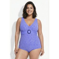 Damskie Strój kąpielowy faktura w kwiaty miękkie miseczki ozdobny pierścień. Stroje kąpielowe damskie Ulla Popken, plus size, bez wzorów, z elastanu. Za 239.99 zł.