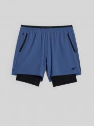 4F Spodenki treningowe szybkoschnące męskie - niebieskie M. Niebieskie szorty męskie 4F, bez wzorów, z materiału, sportowe. Za 169.99 zł.