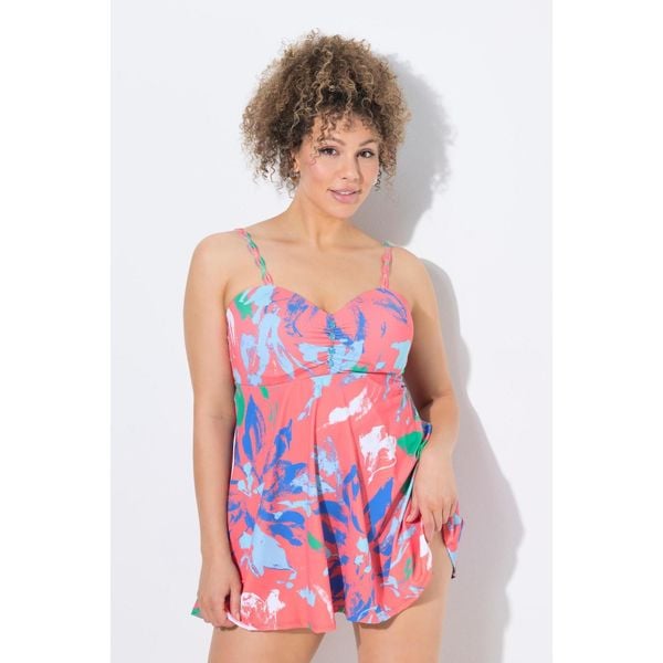 Damski Strój kąpielowy kwiaty miękkie miseczki z fiszbinami. Brązowe stroje kąpielowe damskie Ulla Popken, plus size, bez wzorów, z elastanu. W wyprzedaży za 279.99 zł.