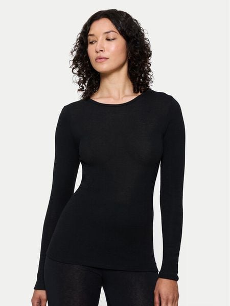 Triumph Koszulka piżamowa Beauty Layers 10225656 Czarny Slim Fit. Czarne koszule nocne damskie Triumph, bez wzorów, z wełny, bez ramiączek. Za 144.00 zł.