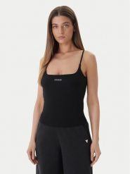Guess Top V6GP18 K3470 Czarny Regular Fit. Czarne topy damskie Guess, l, z aplikacjami, z syntetyku, bez kołnierzyka, bez ramiączek. Za 159.99 zł.