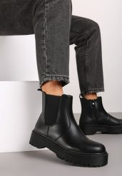 Czarne Botki w Stylu Sztybletów na Platformie z Ociepleniem Torlissa. Czarne botki damskie Renee, bez wzorów, z jeansu, eleganckie, bez obcasa, na platformie, bez zapięcia. Za 159.99 zł.