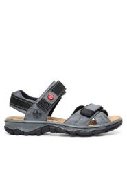 Rieker Sandały 68851-14 Niebieski. Niebieskie sandały damskie Rieker, bez wzorów, z materiału, bez obcasa, na płaskiej podeszwie, bez zapięcia. Za 259.99 zł.