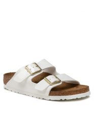 Birkenstock Klapki Arizona 1005294 Biały. Białe klapki damskie Birkenstock, bez wzorów, z tworzywa sztucznego, bez obcasa, bez zapięcia. Za 449.99 zł.