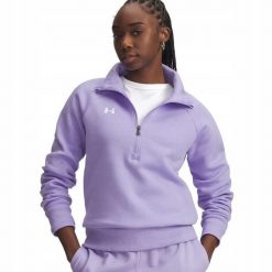 Bluza Damska Polarowa Under Armour Z Zamkiem Do Połowy Rival Fleece. Fioletowe bluzy damskie Under Armour, bez wzorów, z polaru, sportowe, bez ramiączek, bez kaptura. W wyprzedaży za 170.32 zł.