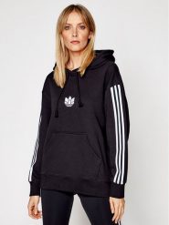 Adidas Bluza adicolor 3D Trefoil GN2931 Czarny Oversize. Czarne bluzy damskie Adidas, bez wzorów, z bawełny, bez ramiączek, bez kaptura. Za 169.99 zł.