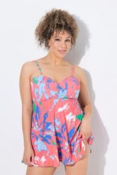 Damski Strój kąpielowy kwiaty miękkie miseczki z fiszbinami. Brązowe stroje kąpielowe damskie Ulla Popken, plus size, bez wzorów, z elastanu. Za 289.99 zł.