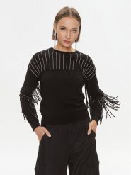 Pinko Sweter Libellula 102082 A19L Czarny Regular Fit. Czarne swetry nierozpinane damskie Pinko, l, bez wzorów, z syntetyku, bez kołnierzyka, bez ramiączek. W wyprzedaży za 719.99 zł.