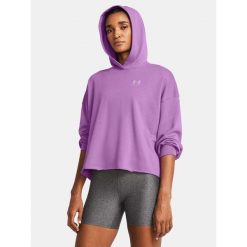 Bluza fitness damska UNDER ARMOUR Rival Terry Oversized Hoodie z kapturem. Czarne bluzy damskie Under Armour, s, bez wzorów, casualowe, bez ramiączek, z kapturem. Za 127.03 zł.