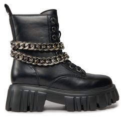 Botki Buffalo. Czarne botki damskie Buffalo, bez wzorów, bez obcasa, na płaskiej podeszwie, bez zapięcia. Za 799.99 zł.