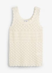 Top dzianinowy. Czarne topy damskie bonprix, bez wzorów, z bawełny, bez kołnierzyka, bez ramiączek. Za 77.99 zł.