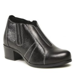 Botki Go Soft. Czarne botki damskie GO SOFT, bez wzorów, bez obcasa, na słupku, bez zapięcia. Za 219.99 zł.