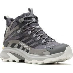 Buty trekkingowe Merrell Moab Speed 2 Mid GORE-TEX męskie asfaltowe. Szare trekkingi męskie Merrell, z gore-texu, bez zapięcia. Za 639.00 zł.