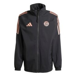 Kurtka wodoodporna Bayern Munich Tiro 2024/25. Czarne kurtki męskie Adidas, l, bez wzorów, z materiału, bez kaptura. Za 508.75 zł.