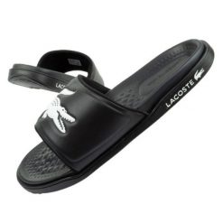 Klapki Lacoste Croco Dualiste M 20312 czarne. Czarne klapki męskie bez wzorów, z syntetyku, bez zapięcia. Za 329.02 zł.
