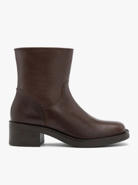 Brązowe botki ze skóry licowej. Brązowe botki damskie Brawo sp. z o.o., bez wzorów, ze skóry, eleganckie, bez obcasa, na obcasie, bez zapięcia. Za 499.99 zł.