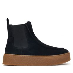 Botki Tamaris. Czarne botki damskie Tamaris, bez wzorów, bez obcasa, na płaskiej podeszwie, bez zapięcia. Za 484.99 zł.