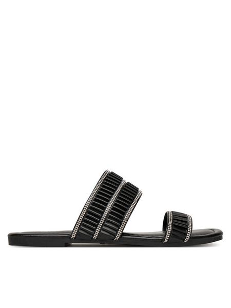 JENNY Klapki LC053408 Czarny. Czarne klapki damskie Jenny, bez wzorów, z materiału, bez obcasa, bez zapięcia. Za 89.99 zł.