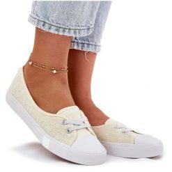 Tenisówki Trampki Damskie Z Haftem Lee Cooper LCW-25-31-3445L Beżowe beżowy. Brązowe trampki i tenisówki damskie bez wzorów, bez zapięcia. Za 173.90 zł.