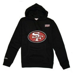 Hoodie San Francisco 49ers superbowl 80s Jerry Rice. Czarne bluzy męskie Mitchell & Ness, m, bez wzorów, bez ramiączek, bez kaptura. Za 486.50 zł.