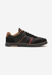 Czarne Sznurowane Buty Sportowe z Ozdobnymi Paskami i Napisem Nastell. Czarne buty sportowe męskie Born2be, bez wzorów, z jeansu, bez zapięcia. Za 139.99 zł.