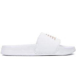 Klapki damskie New Balance SWM200J3 – białe. Białe klapki damskie New Balance, na lato, bez wzorów, klasyczne, bez obcasa, bez zapięcia. Za 99.99 zł.