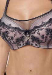 Szaro-Różowy Elegancki Biustonosz Push Up z Odpinanymi Ramiączkami Ursa. Szare biustonosze Renee, bez wzorów. Za 39.99 zł.