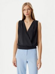 Rinascimento Bluzka CFC0122616003 Czarny Regular Fit. Czarne bluzki damskie Rinascimento, s, bez wzorów, z syntetyku, bez kołnierzyka, bez ramiączek. Za 129.99 zł.