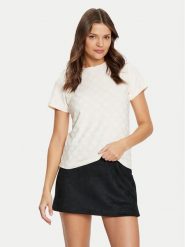 Guess T-Shirt V5RI02 KCLG2 Écru Regular Fit. T-shirty damskie Guess, xs, z aplikacjami, z syntetyku, bez kołnierzyka, bez ramiączek. Za 109.99 zł.