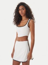 Guess Top V6GP09 K2999 Écru Slim Fit. Topy damskie Guess, s, z aplikacjami, z syntetyku, bez kołnierzyka, bez ramiączek. Za 234.99 zł.