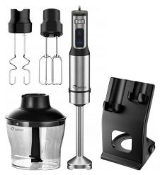 Przewodowy Ariva Blender ręczny z wyświetlaczem led i akcesoriami srebrny. Szare blendery Ariva. Za 149.00 zł.