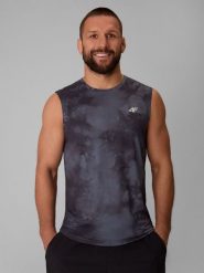 4F Koszulka treningowa regular szybkoschnąca męska - czarna S. Czarne t-shirty męskie 4F, m, bez wzorów, z materiału, bez kołnierzyka, bez ramiączek. Za 99.99 zł.