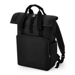 Plecak komputerowy z recyklingu Bag Base. Czarne plecaki męskie BAGBASE, bez wzorów, z materiału. Za 145.50 zł.