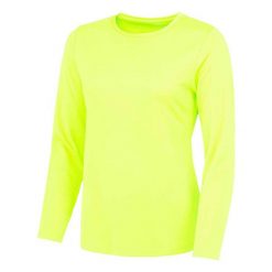 Koszulka Damska Z Długim Rękawem. Żółte bluzki damskie JUST COOL, m, bez wzorów, sportowe, bez kołnierzyka, bez ramiączek. Za 58.99 zł.