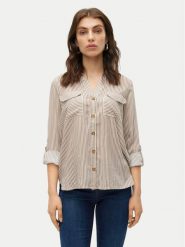 Vero Moda Koszula Bumpy 10275283 Beżowy Regular Fit. Brązowe koszule damskie Vero Moda, l, bez wzorów, z wiskozy, bez kołnierzyka, bez ramiączek. Za 69.99 zł.