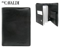 Portfel męski Cavaldi M302-PU czarny. Czarne portfele męskie 4U Cavaldi, bez wzorów, ze skóry ekologicznej. Za 50.00 zł.