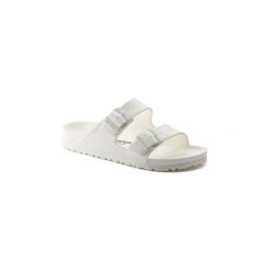 Klapki damskie Birkenstock Arizona Eva. Białe klapki damskie Birkenstock, bez wzorów, z materiału, sportowe, bez obcasa, bez zapięcia. Za 170.10 zł.